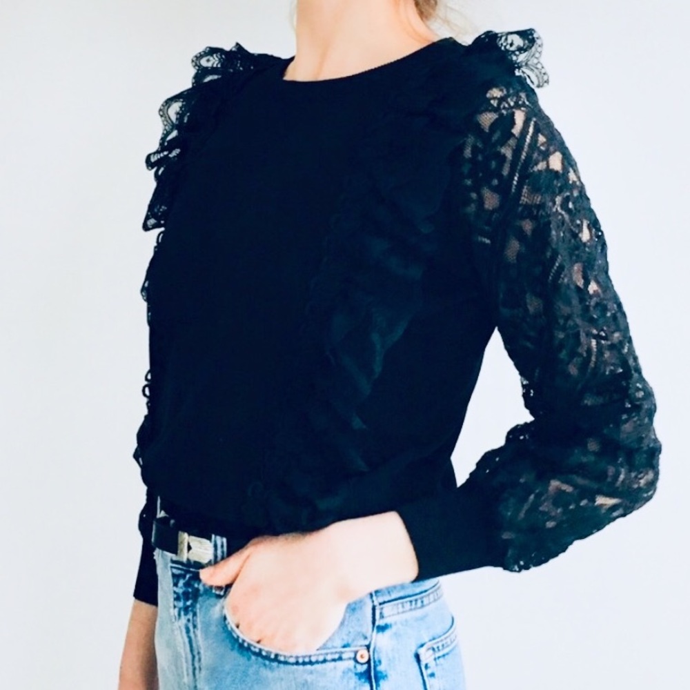 Fait A Main Paris black lace sweater top